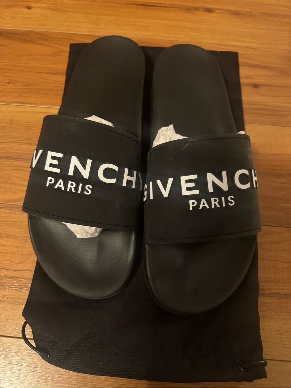 Givenchy Black and White Logo Slide Sandals